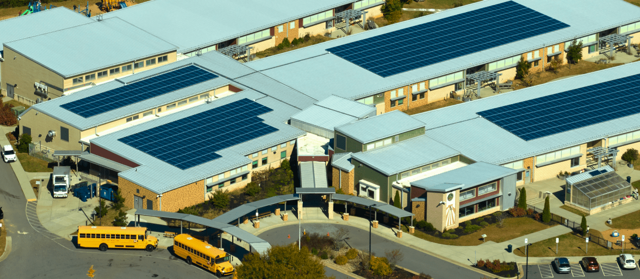 Solar panels on a school