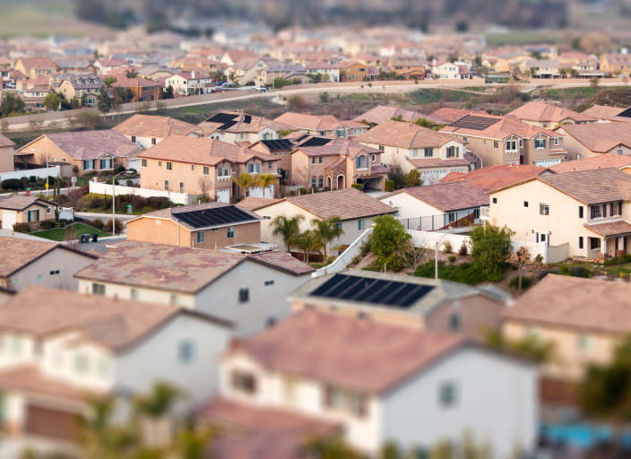 Residential neighborhood with houses and trees