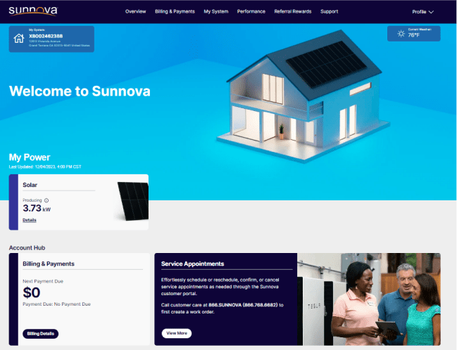 snapshot of Customer Portal